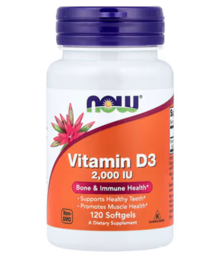 NOW Foods, Vitamin D3, 2,000 IU, 120 Capsules