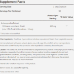 Life extension ashwagandha supplement facts