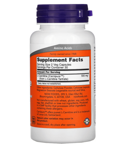 now foods l-carnitine-250mg supplement facts