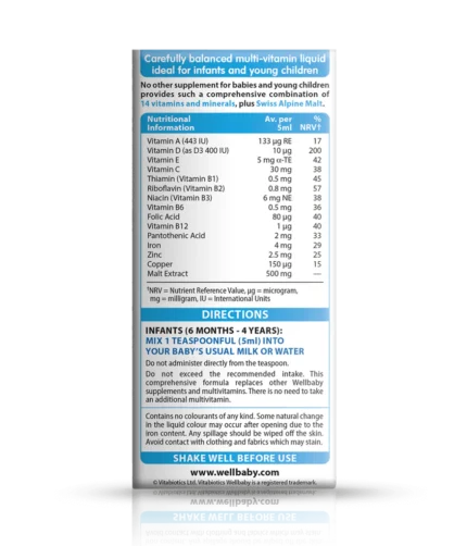 Wellbaby multivitamins liquid supplement facts