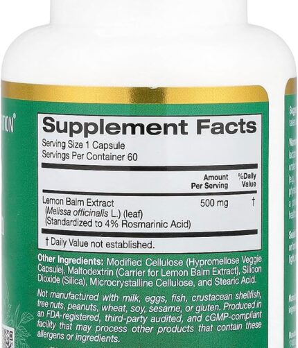 lemon balm california gold supplement facts