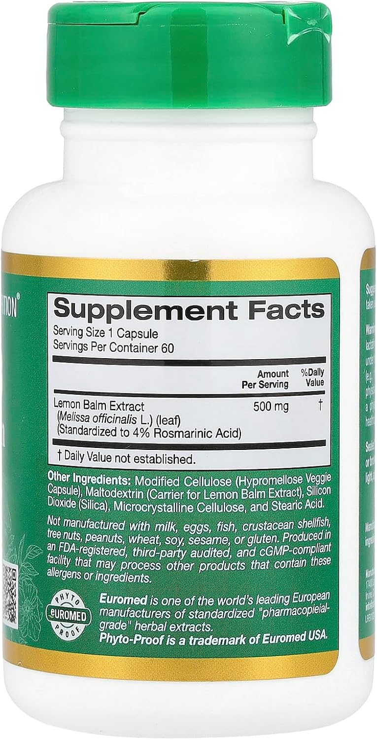 lemon balm california gold supplement facts lemon balm california gold supplement facts