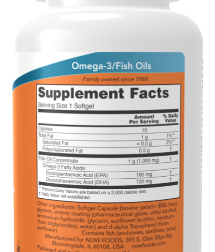 Omega-3, Molecularly Distilled & Enteric Coated 90 Softgels supplement facts