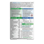Product label for Pregnacare: a prenatal vitamin and Omega-3 supplement with directions and nutrient information in a two-part package