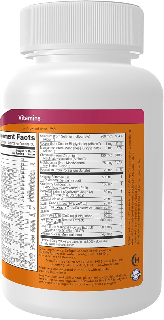 71m8zdNOYFL._AC_SX569_ White vitamin bottle with an orange label showing supplement facts and ingredients list.