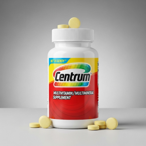 Centrum multivitamin tablets providing essential vitamins and minerals for daily immune, energy, and overall health support.