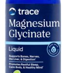 Trace Magnesium Glycinate liquid supplement bottle in blue with Lemon Lime flavor, 120 mg per serving on the label.
