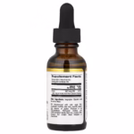 Brown glass dropper bottle with black screw cap and a white label reading Supplement Facts, used for dietary supplements