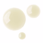 Abstract image of pale yellow, glossy spheres floating on a white background, varying in size