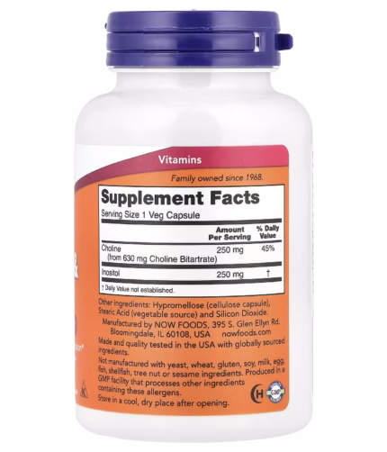 White vitamin bottle with a purple cap; label shows 'Supplement Facts' and serving size '1 Veg Capsule' on an orange panel