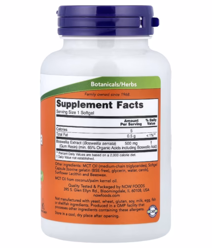 White plastic supplement bottle with a purple cap and an orange 'Supplement Facts' label visible on the front.