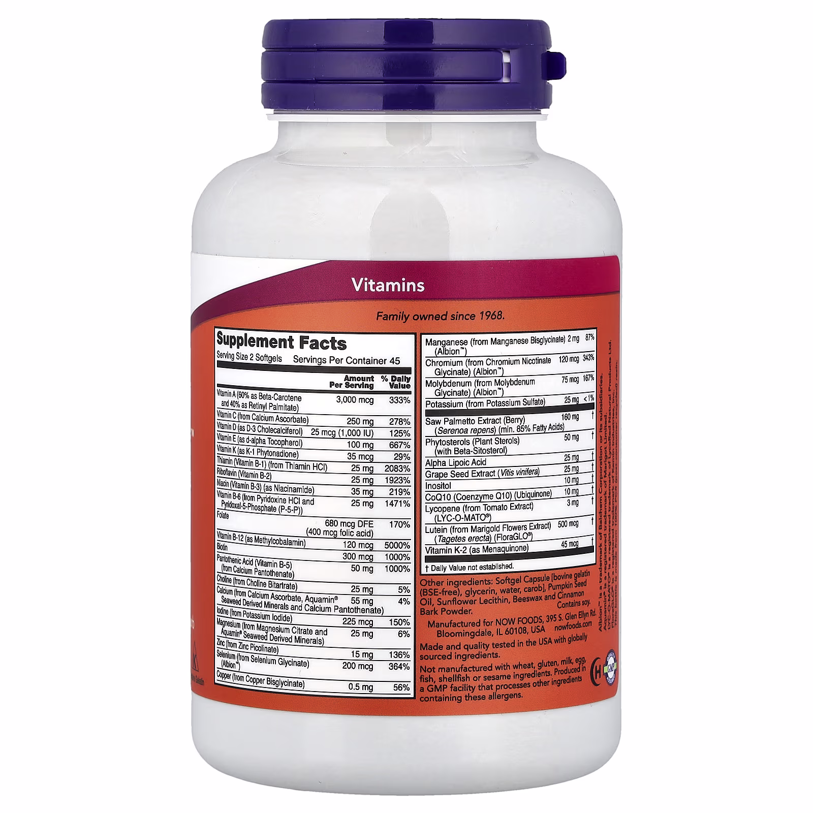 NOW Foods ADAM Superior Men's Multivitamins 90 Softgels 2