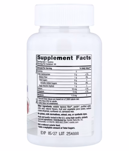 Nordic Naturals Melatonin Gummies Sugar Free 60 gummies
