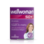 Vitabiotics Wellwoman 50+ is a tailored multivitamin formula featuring 26 key nutrients to help maintain overall health and vitality in women aged 50 and above. It includes Vitamin B6, pantothenic acid, and iron to help reduce tiredness and fatigue.